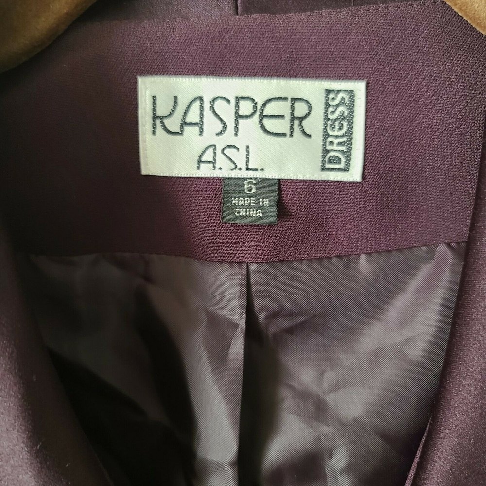 Kasper ASL Womens Dress Blazer Jacket Beaded Collar Size 6 Purple Eggplant NWT - Picture 2 of 8